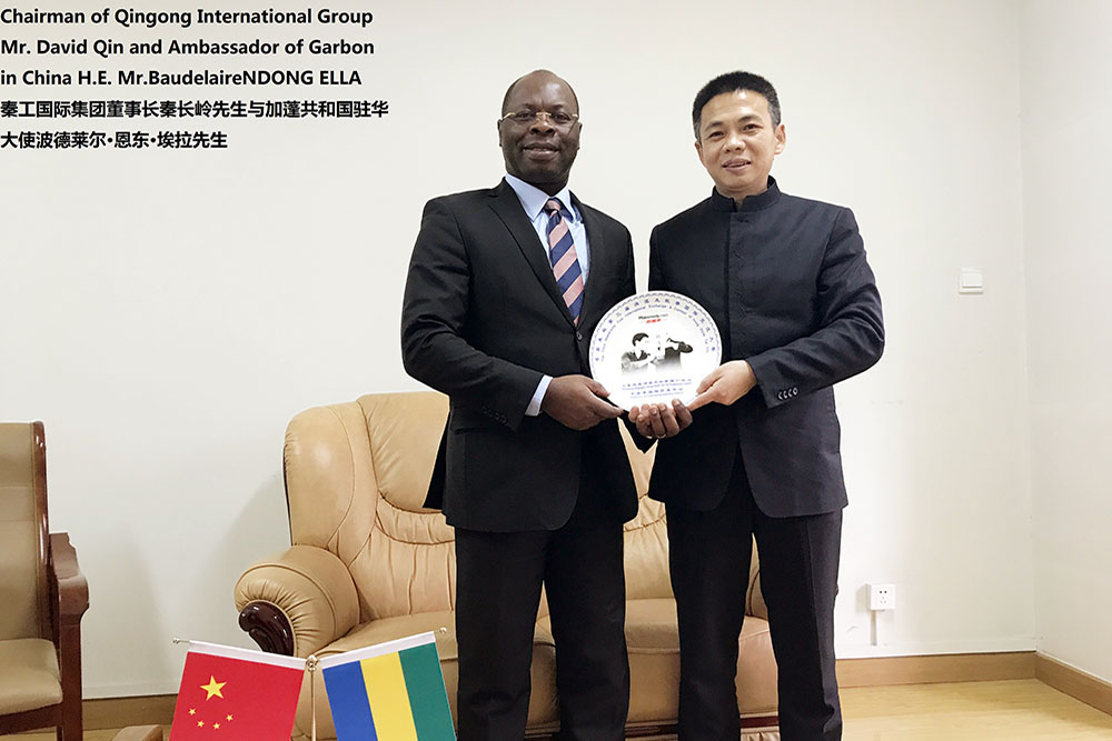 Mr. Qin Changling, Chairman of Qingong International Group, met with Mr. Baudelaire Ndong Ella, Ambas
